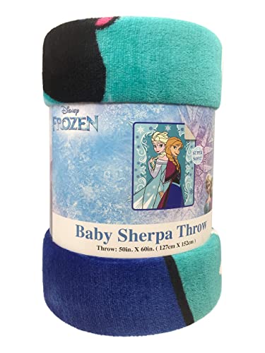 Jay Franco Disney Frozen Springtime Sherpa Throw Blanket - Measures 50 x 60 inches, Kids Bedding Features Elsa & Anna - Fade Resistant Super Soft - color: Blue - Frozen