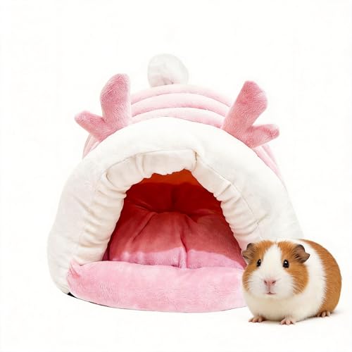 Guinea Pig Hideout, Warm Bed for Guinea Pig,Rabbits, Chinchillas, Guinea Pig Bed, Cozy Small Animal Winter Shelter (Pink, Medium) - color: Pink, size: Medium