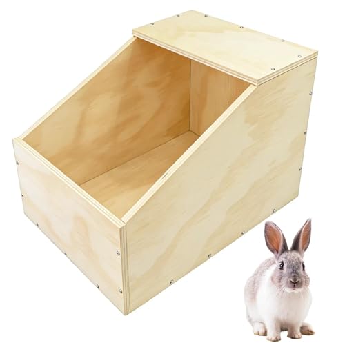 Wooden Rabbit Nesting Box, 16x11x11 inches Solid Wood Small Animal Hideout | Easy Assemble Breeding Maternity Shelter Burrow Den for Rabbits, Guinea Pigs, Chinchillas, Cats&Chickens or Other Small Pets