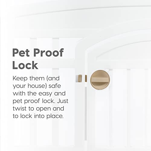 IRIS USA 8-Panel Dog Playpen, Pet Enclosure, White | Pet Containment, Custom Pen Configuration, Multi-Shape Setup, Flexible Boundary, Stable Non-Tip Base, Tool-Free Assembly - color: White, size: 8 Panel - 34" H