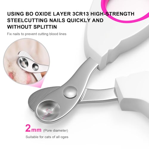 Aogeili Cat Claw Nail Clippers, Beginner Friendly Safety Trimmer, Pet Grooming Essentials Accessories with Stainless Steel Non Slip Handle for Kitten Puppy Rabbit Small Pets - color: pink