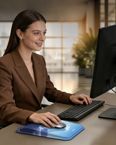TECKNET Ergonomic Mouse Pad with Wrist Rest, Comfortable Relieves Pain | Built-in Memory Foam and Ergonomic Slope Design Relieves Carpal Tunnel Syndrome Pain, Mousepad for Office Gaming - color: Mountain Peak