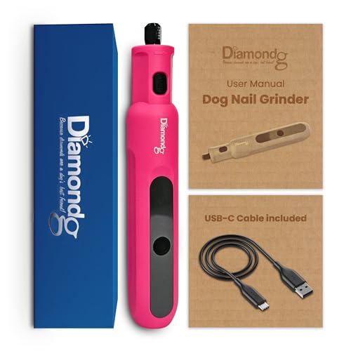 Diamondg Micro Dog Nail Grinder - Quiet Sound with LED Light, Pink | 5-Speed Rechargeable Pet Nail Trimmer for Small & Large Dogs, LCD Display, USB-C Charging, 4hrs. Runtime Rotary Tool - color: Micro - Pink