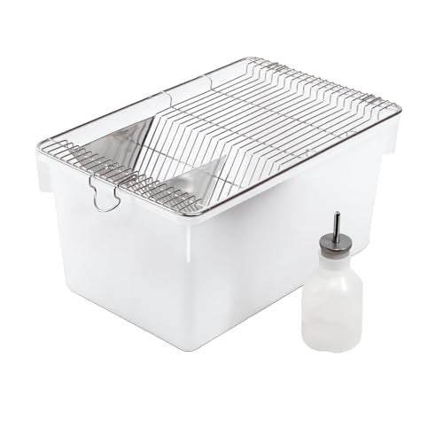 Large Lab Mouse Cage, Laboratory Rat Rodent Breeding Cage, Small Animal Cage, Mouse Breeding & Weaning Cage (XL) - size: 21.5"L x 15.4"W x 7.9"H
