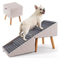 Split Ottoman Dog Ramp for Couch and Bed,17.13" H Dog Stairs for Small Dogs and Cats, Foldable 2 in 1 Pet Steps for Medium Large Dogs and Puppy, Non-Slip Wooden Doggie Steps - size: 17.13" H- Apricot
