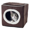 Cat House - Indoor Bed with Removable Foam Cushion - Cat Cave for Puppies, Rabbits, Guinea Pigs, and Other Small Animals by PETMAKER (Dark Brown) 13x13.5x12" - color: Dark Brown