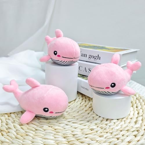 Dog Hide and Seek Toys Puppy Chew Squeaky Toys Plush Mushroom&Bamboo&Shell Hideout Stuffing with Squeakers Animals (3Pcs Squeaky Whale Pink) - color: 3Pcs Squeaky Whale Pink