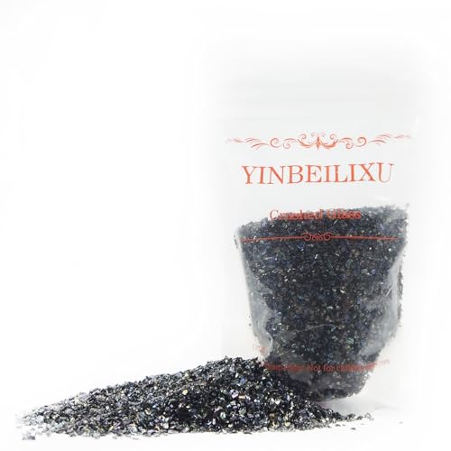 Crushed Glass Glitter, Broken Stones Shattered Glass Chips for Resin Art Crafts, Epoxy Resin Supplies, Geod Painting, DIY Art Projects, Jewelry Making, 2-4mm, 200g/7oz (Black) - color: Black