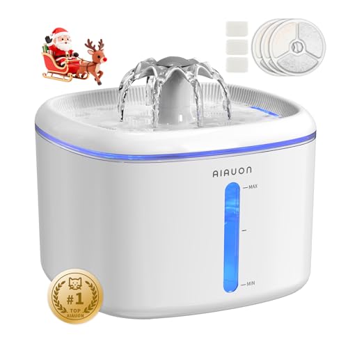 Cat Water Fountain,2.5L/84oz Pet Water Fountain for Cats Inside, Cat Fountain for Drinking with Ultra Quiet Pump(≤20dB)& LED Blue Light - for Pets S - color: W01-8-Cushion