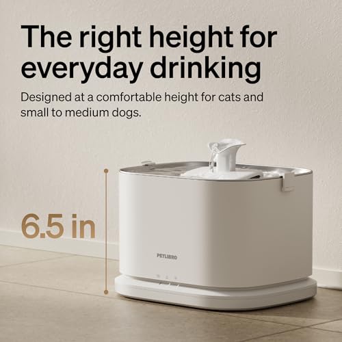 PETLIBRO Quiet Dog Water Fountain Stainless Steel Tray, Smart Pet Water Fountain for Dogs Inside with App Monitoring, 3L Dog Fountain Water Bowl, Automatic Water Dispenser for Dogs, Cat Water Fountain - size: Fountain
