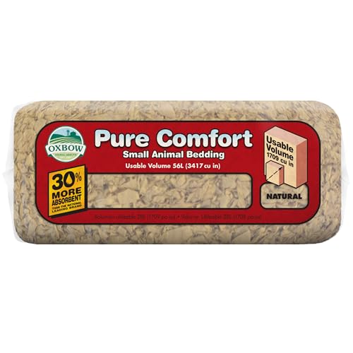 Oxbow Small Animal Bedding, Hamster, Guinea Pig, Rabbit, Natural, USA, 28 L | Pure Comfort, Hamster Bedding, Guinea Pig Bedding, Low Dust, Virgin Paper, Litter Box, Bunny, Rats, Gerbils, Chinchillas - color: Natural, size: 28 Liter