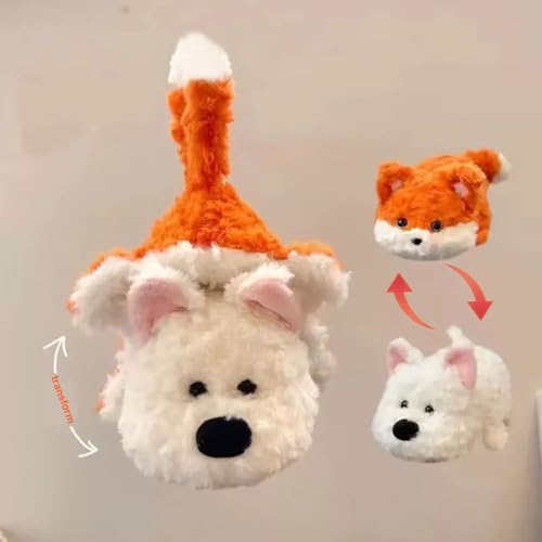 YUKOUQIAN Fox Dog Stuffed Animal Cute Plush Doll Toy 8 inch for Girls Boys Christmas (tranf Fox Dog) - style: tranf fox dog