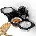 Crested Gecko Feeding Ledge with 6 PVC Cups，Strong Suction Reptile Feeder | Easy-Clean Space-Saving Crested Gecko Food & Water Dish, Ideal for Leopard Geckos, Lizards, Spiders ,Snails and Small Birds