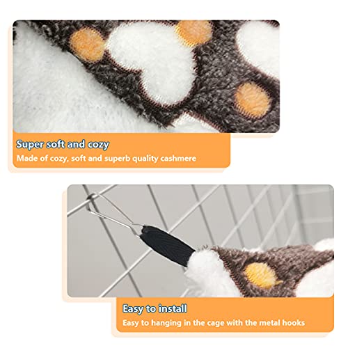 LEFTSTARER Cashmere Pet Bed Mat and Toy, Heart-Brown Ferret Guinea Pig Hammock Toy Small Animal Cage Accessories, 19.7x5.9in Hanging Tunnel & 13.39x13.39in Bunkbed Hammock - color: 1.Heart-Brown