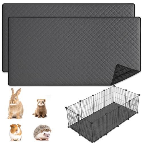 2PCS Extra Large Rabbit Cage Liner, 78.15 X 39.37in Guinea Pig Cage Liners | Washable Bunny Carpet, Leakproof Anti-Slip Absorbent Pee Pads Bunny Mat, Reusable Rabbit Cage Mat for Small Animals - size: 2PCS