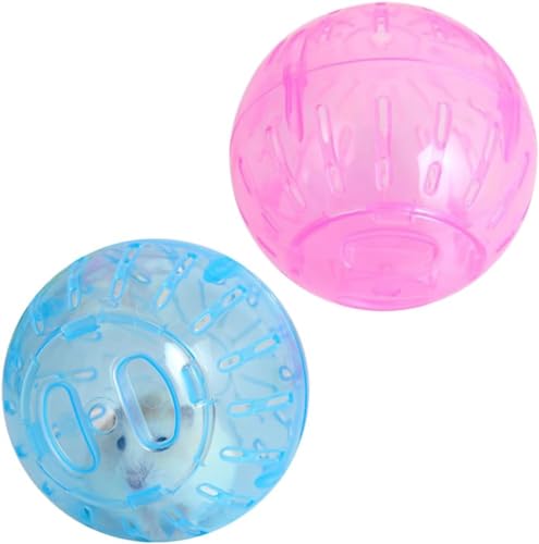 2Pcs Blue and Pink Hamster Balls Transparent Dwarf Hamster Exercise Balls Running Wheel Gerbil Toys, Small Animals, Small Animal Health Supplies