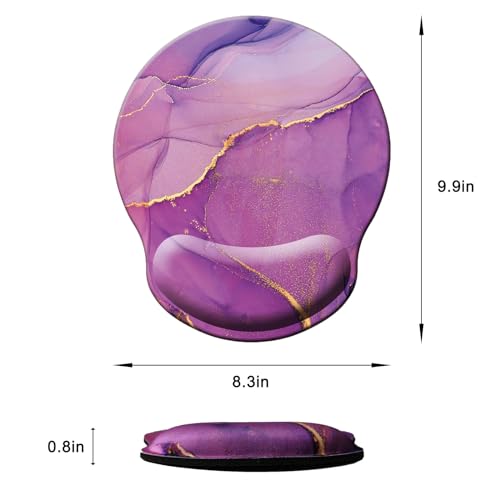 Mouse Pad with Wrist Support, Ergonomic Mouse Pad with Memory Foam Wrist Rest Cushion, Non-Slip Rubber Base Gaming Mice Pad for Home Office Computer Laptop, Purple Marble - color: Purple marble