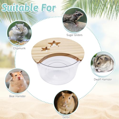 kathson Hamster Sand Bath Box Transparent Gerbil Bathroom & Digging Box Acrylic Small Animals Litter Box Syrian Hamster Dust Bath Container Cage Accessories for Mice Lemmings (Circle) - size: Circle