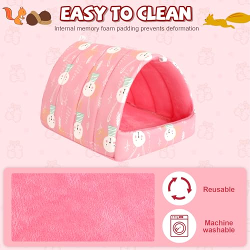 UPINS 2 Pack Guinea Pig Bed, Guinea Pig Hideout | Washable Small Animal House Cage Accessories,for Dwarf Rabbits Chinchillas Hamsters Hedgehogs Ferrets - color: Pink Light Green, size: 6.8 x 7.4 inch