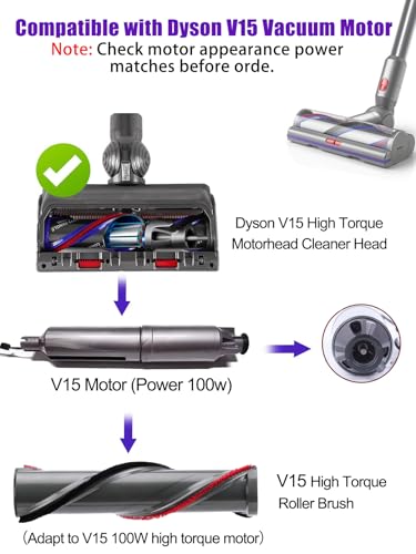 V15 Roller Brush Replacements Parts Compatible with Dyson V15 Detect Cordless Vacuum, V15 High Torque Brush Replacement Accessories, Absolute Spiral Brush attachments for Clean Carpet,Hair Dust - size: V15 Roller Brush