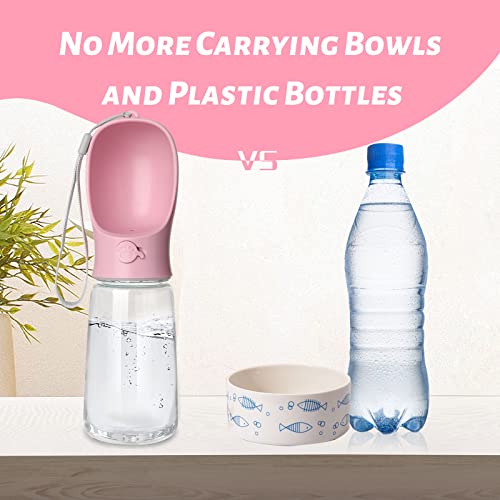 Kalimdor Dog Water Bottle, Leak Proof Portable Puppy Water Dispenser with Drinking Feeder for Pets Outdoor Walking, Hiking, Travel, Food Grade Plastic (19oz Pink) - color: 19oz Pink