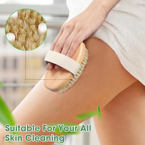 Gejoy 10 Pcs Dry Brushing Body Brush for Lymphatic Drainage Exfoliating Brush with Massage Nodule Dry Skin Body Scrubber Cellulite Shower Circulation Dead Exfoliator (4.92 x 2.56 Inches,Wood Color) - color: Massage Version