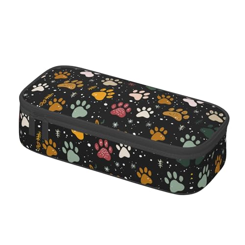 Yrebyou Paw Print Pencil Case Big Storage Pencil Pouch Multi-Functional Pen Bag Cute Lightweight Organizer for Aldult Office College - color: Black