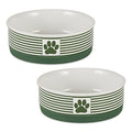 Bone Dry Paw & Patch Ceramic Pet Collection, Medium Set, 6x2, Hunter Green, 2 Piece (5742) - color: Hunter Green, size: Medium Bowl Set, 6x2"
