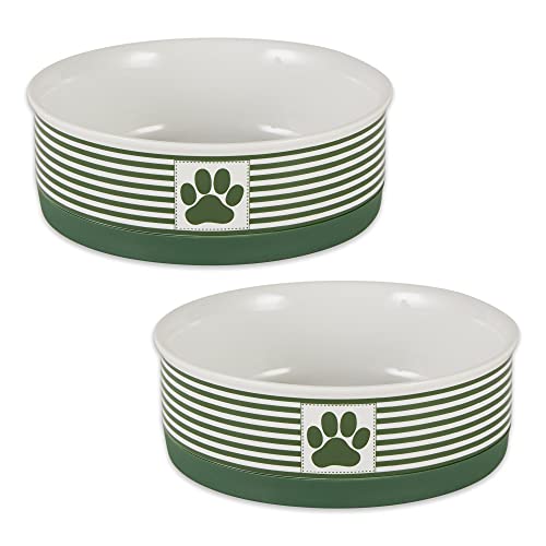 Bone Dry Paw & Patch Ceramic Pet Collection, Medium Set, 6x2, Hunter Green, 2 Piece (5742) - color: Hunter Green, size: Medium Bowl Set, 6x2"
