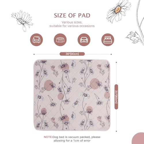 IEUUMLER Washable Pee Pads for Dogs, 2 Pack Non-Slip & Waterproof Whelping Pad, Reusable Puppy Potty Training With Fast Absorbent for Playpen EU007 (Pink Daisy, 31"X36"-2pcs) - size: 31"X36"-2pcs