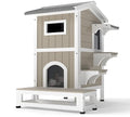Outdoor Cat House Weatherproof Cats Shelter for Feral Kitten Pet Houses for 1-2 Small Animlas 2 Story Wooden Houses for Indoor Outdoor Cats with Escape Doors (29.7"D x 22.8"W x 35.4"H In) - style: 29.7"D x 22.8"W x 35.4"H In