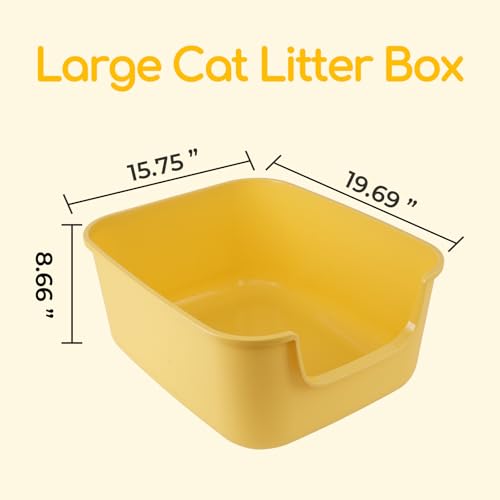Large Cat Litter Box with High Sides,Cat Boxes for Indoor Cats,Cat Litter Pan for Kitty,Litter Box with Low Entry,Easy to Clean,Anti-Splashing (Grey) - color: Grey
