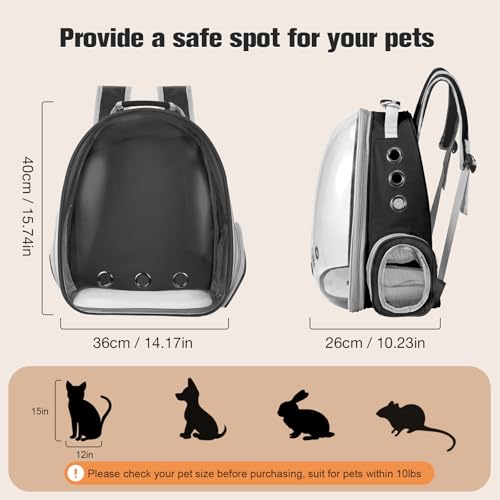 Cat Carrier Backpack, Pet Carrier Backpack Front Pack for Small Medium Cat Puppy Dog Carrier Backpack Bag Space Capsule, Pet Carrier for Travel Hiking Walking Camping (Black) - color: Black