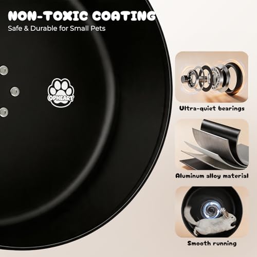 15" Silent Chinchilla Running Wheel, Aluminum Alloy Noiseless Exercise Wheel, Small Animal Running Wheel, Ultra Smooth Bearing, Large Comfort Wheel for Chinchilla, Hamster, Hedgehog & Small Pets,Black