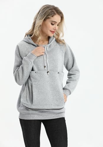 Pet Cat Dog Pouch Hoodie Small Animal Carrier – Kitten Puppy Pouch Sweatshirt Holder Fleece Unisex Hoodies Light Grey - color: Light Grey, size: Medium