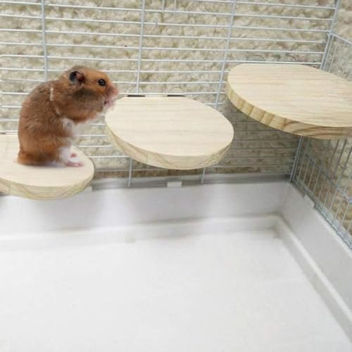 Hamiledyi Wooden Hamster Cage Platform Set 4Pcs Bird Wood Platform Hamster Rat Gerbil Mice Cage Accessories Platform Wood Perch Stand Board Habitat for Syrian Dwarf Hamsters Small Animals