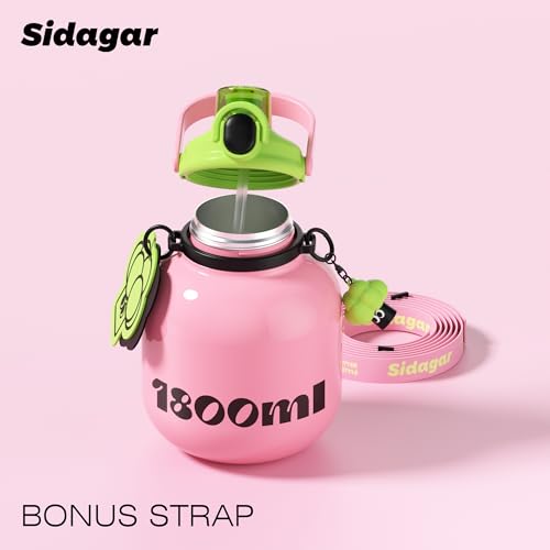 60 oz Gallon Insulated Water Bottle with Straw Lid, Pink | Premium 316L Stainless Steel, Leakproof, Wide Mouth Water Jug with Handle, All-day Hot or Cold Retention, Travel & Daily Use - color: Pink, size: 60 Ounces