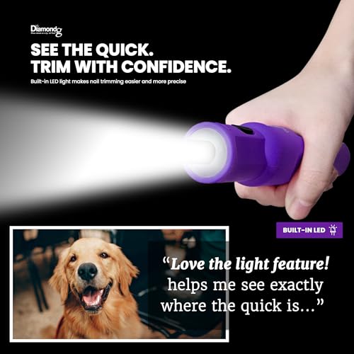 Diamondg Micro Dog Nail Grinder - Quiet Sound with LED Light, Purple | 5-Speed Rechargeable Pet Nail Trimmer for Small & Large Dogs, LCD Display, USB-C Charging, 4hrs. Runtime Rotary Tool - color: Micro - Purple