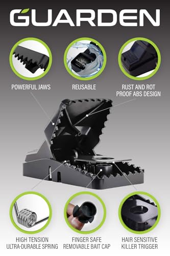 Rat Trap Six Pack - Powerful Reusable Traps for a Quick Kill Indoor or Out | Easy-Bait, Easy-Set Traps Catch Rats, Mice, Voles and Chipmunks Quickly Without Poison or Electricity - size: 6 Pack Rat Traps