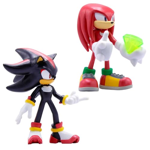 Just Toys – Sonic the Hedgehog Metallic Knuckles & Shadow Figure 2-Pack | Two 4-inch buildable Knuckles and Shadow figures with swappable arms and accessories in a collector window box. Ages 3+ - style: Metallic 2 Pack - Knuckles & Shadow