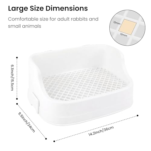 Rabbit Litter Box, Bunny Litter Box, Removable Top and Base, White | Removable Top and Bottom, Easy to Assemble and Clean, Suitable for Adult Rabbits, Guinea Pigs and Other Small Pets - color: White, size: 14" × 9.5" × 6"