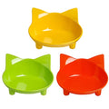 Cat Bowls, Non-Slip Food and Water Bowls for Cats & Dogs, Wide & Shallow Design to Prevent Whisker Fatigue, Safe Food-Grade Pet Dishes for Kittens, Puppies, Rabbits - color: 3Yellow+Green+Orange