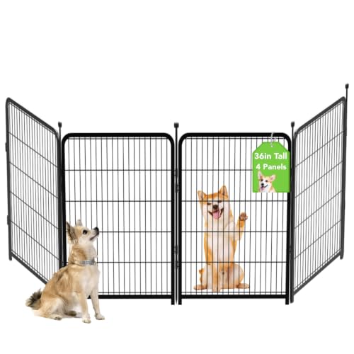 Garden Fencing 36 Inch High, 4 Panels Total 8.9 Ft(L) Dog Fencing Outdoor for Yard, 4 One-Sided Plate, No Door, Anti Dig Fence Barrier, Dog Pen, Rabbit Fence, Garden Fences and Borders