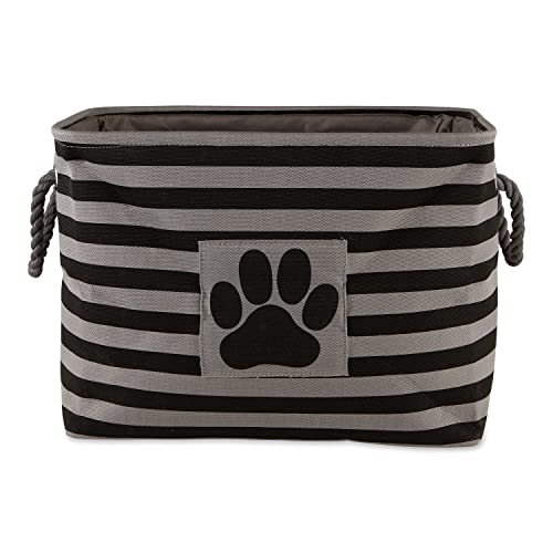 Bone Dry Pet Storage Collection Striped Paw Patch Bin, Black, Large Rectangle - color: Black, size: Large Rectangle