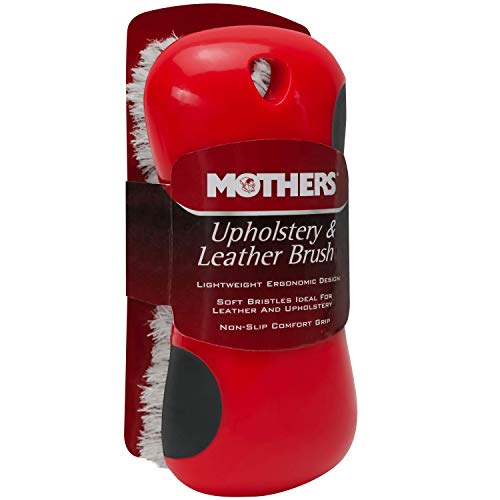 Mothers Soft Bristle Leather and Upholstery Car Cleaning Scrub Brush for Automotive, Home, Couch, Stain Remover, Red - style: Leather Brush