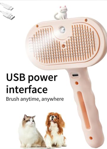 Pet Grooming Steam Brush, Pet Spray Hair Removal Comb, Anti-Static, Rechargeable, Comfortable Grip, for Dogs & Cats, Spray Hair Removal Comb, Steam Brush for Shedding & Grooming, Green - color: Green