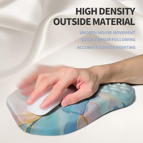 Ergonomic Raised Mouse Pad Wrist Support with Bilateral Slope Memory Foam Mousepad for Wrist Rest and Carpal Tunnel Pain Relief 11.8x7.9〃Blue Marble - color: Blue Marble