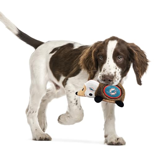 NFL Miami Dolphins Plush Hedgehog Toy for Dogs & Cats, Cool Soft Pet Toy for Fun and Interactive Play, Dog Chew Toy with Squeaker, Licensed Hot Pet Toy - color: Miami Dolphins