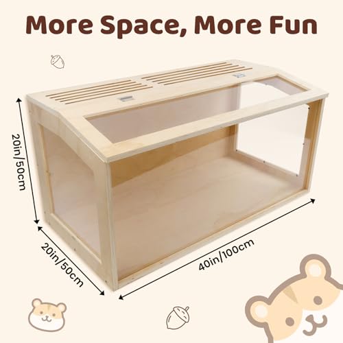 Large Hamster Cage,Transparent Habitat with Openable Top,40x20x20 Inch | Transparent Panels,Openable Top for Convenient Access,Suitable for Hamsters and Gerbils - size: 40.0"L x 20.0"W x 20.0"H