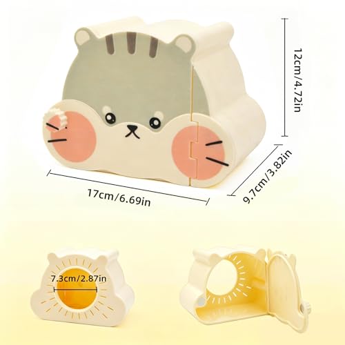 Magnetic Hamster Hideout with Clear Viewing Lid, Mount Hamster House for Syrian Hamsters, Dwarf Hamsters, Gerbils,Mice, Small Animal Hideaway Hut for Acrylic & Wire Cages,Yellow Bear4319-2 - color: Gray Bear